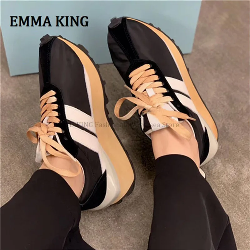 

Women Platform Sneakers Suede Patchwork Woman Flat Casual Shoes Ladies Soft Bottom Trainers Sneakers Women 2020 Vulcanized Shoes