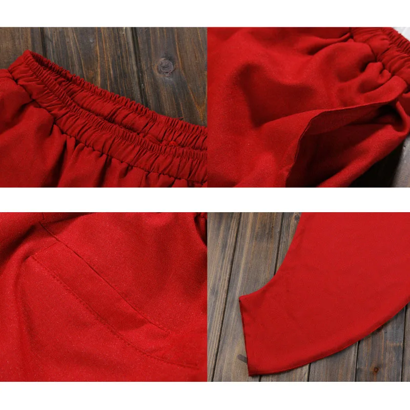 Men Loose Bloomers 60.2% Viscose 39.8% Polyester Women Cotton Linen Martial Arts Pants Black Tai Chi Kung Fu Training Gym Pants