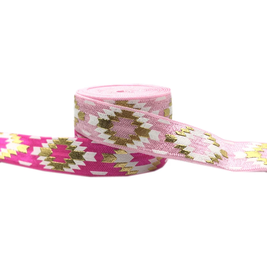 5 ярдов 16 мм повязка на голову из золотой фольги с ацтекским принтом