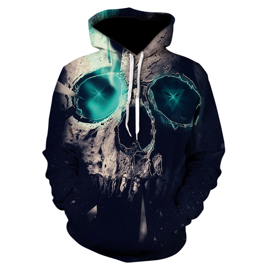 

2020Skull Men's Hoodie 3D Printing Fun Hip Hop Hoodie Novelty Streetwear Hooded Autumn Jacket for Men