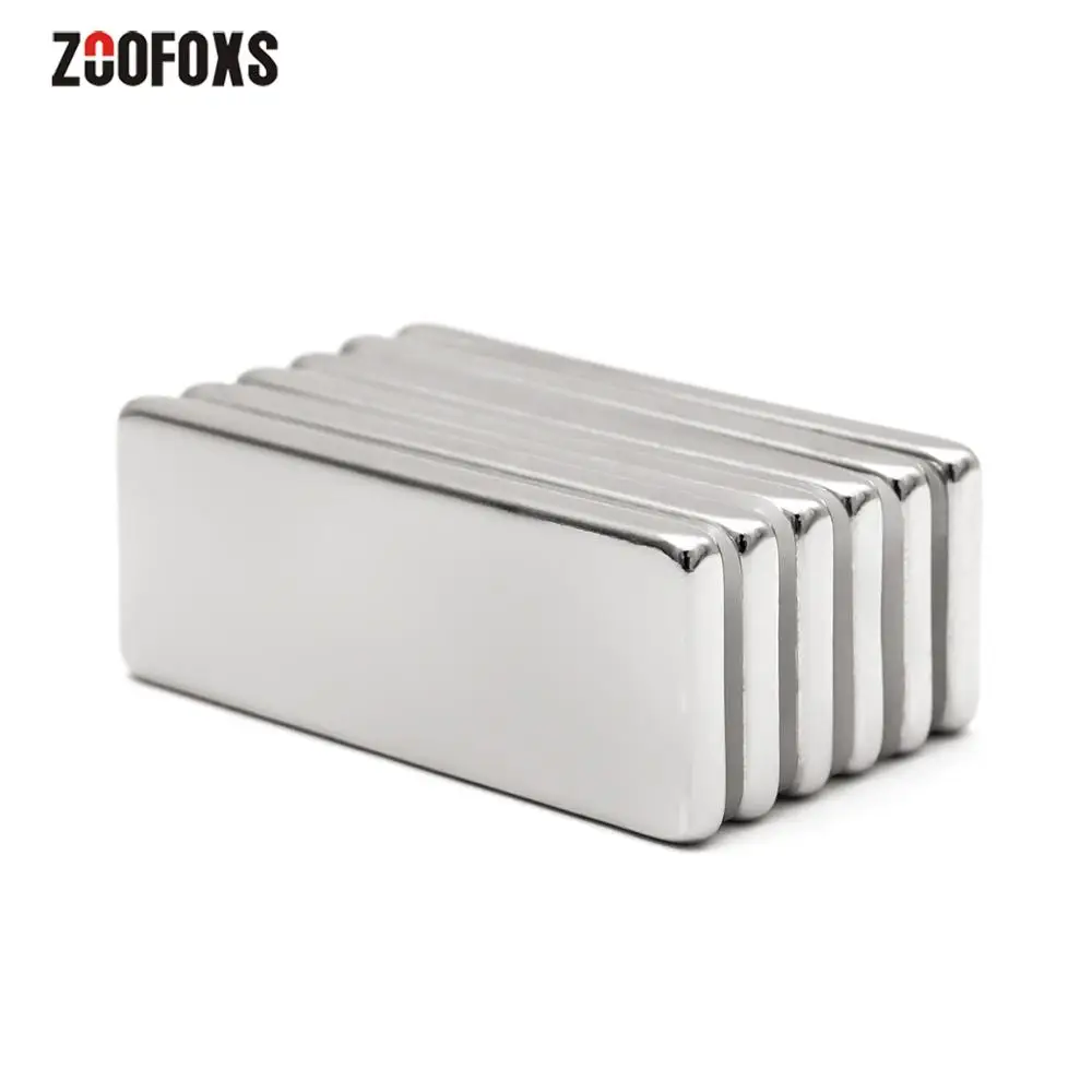 

ZOOFOXS 6pcs 50x20x4mm N35 Block Rare Earth Neodymium Magnets Strong Fridge NdFeB Magnet for Art DIY 50*20*4mm