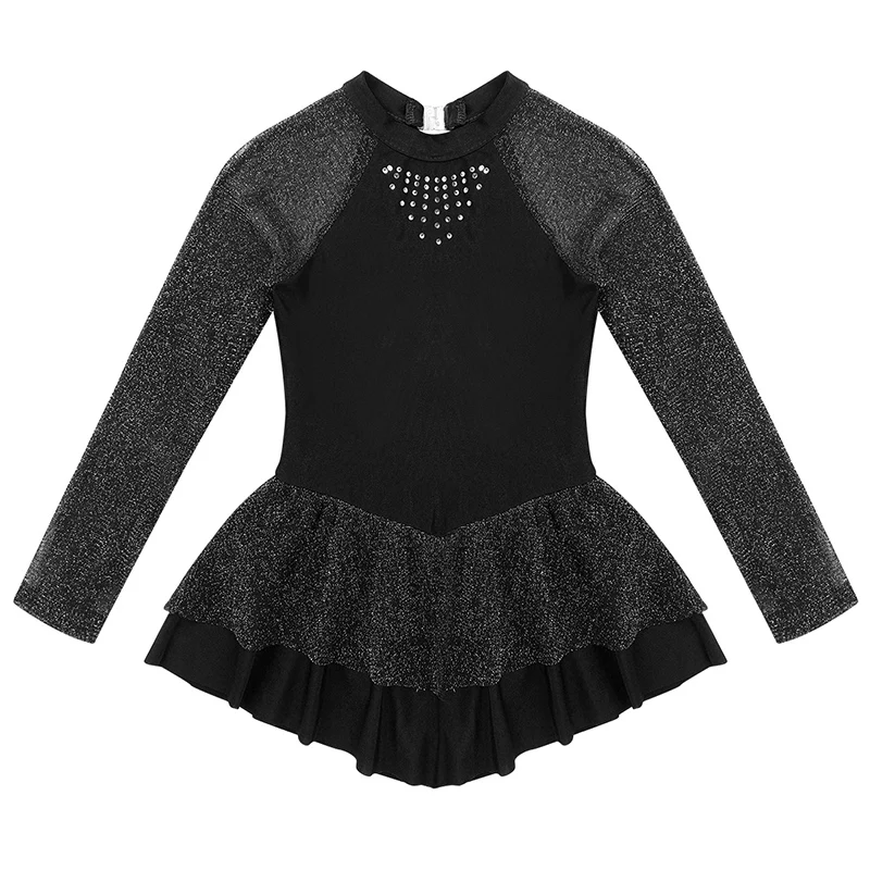 TiaoBug/Детские блестящие балетные гимнастические леотарды со стразами и длинными