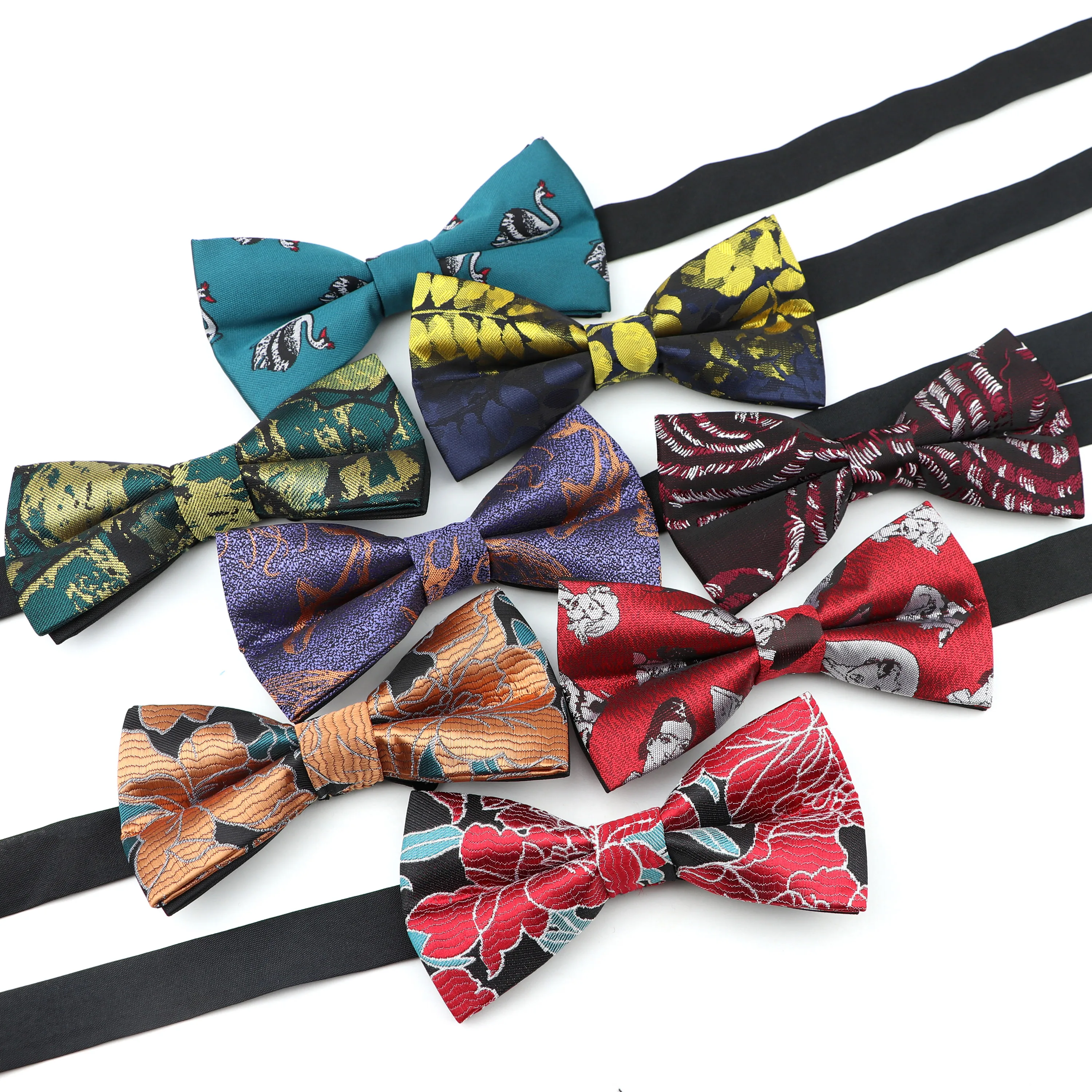 Жаккардовые галстуки бабочки с цветочным принтом|Мужские и носовые платки| |