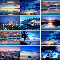 5d diy diamond painting blue city landscape embroidery full round square drill cross stitch kits mosaic pictures home decor gift