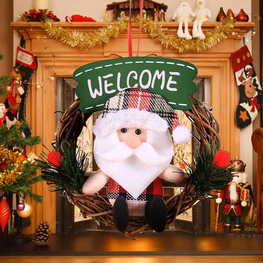 Милый Рождественский венок с Санта Клаусом украшение Рождественская гирлянда