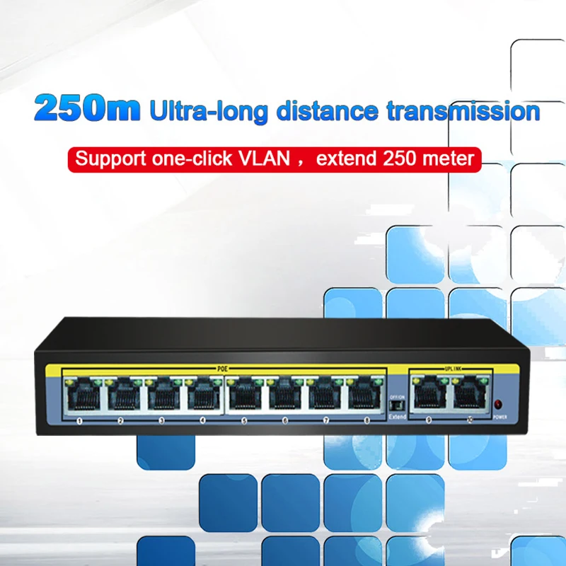 10 портов 52 в сетевой коммутатор Ethernet 8 POE 100Mbps порт переключатель для