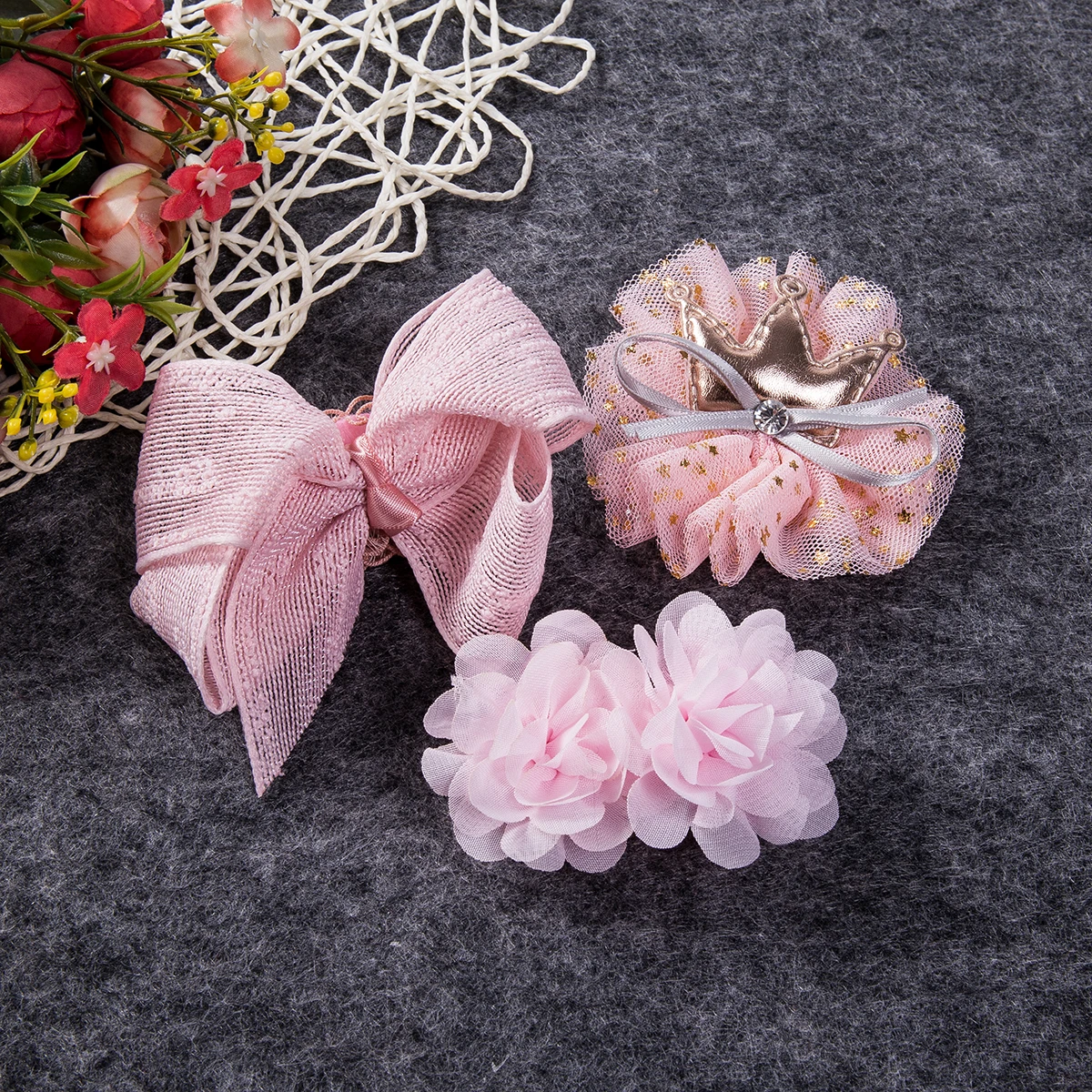 Детские аксессуары 3 шт./компл. Кружевная повязка на голову с цветами для девочек