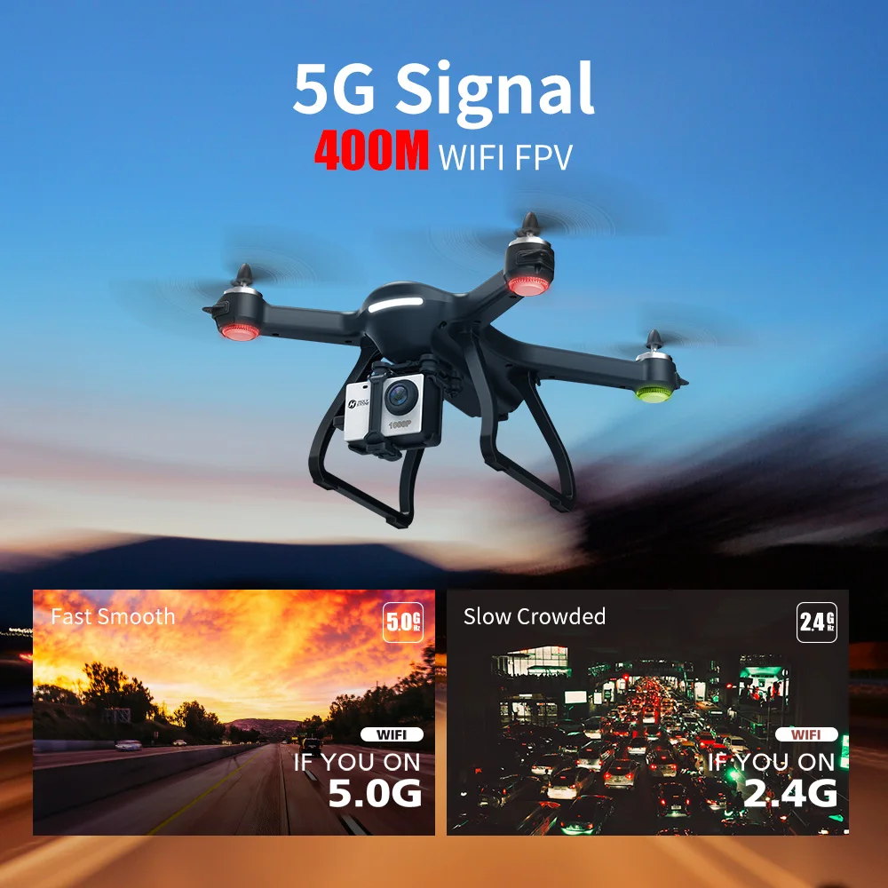Holy Stone HS700 бесщеточный Дрон gps 5G с камерой 1080P Full HD FPV 1000m Диапазон 2800mAh мотор RC вертолет Квадрокоптер gps