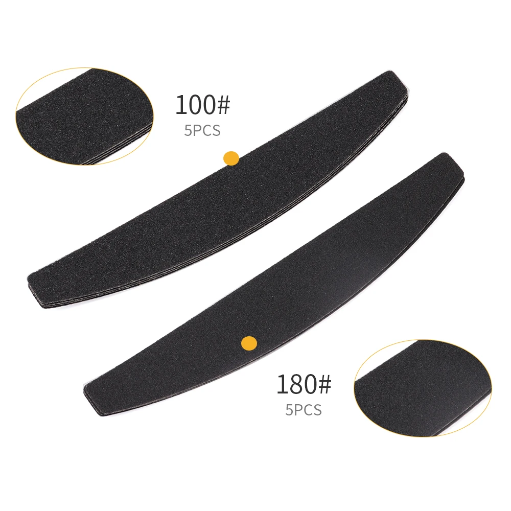 10 шт. серебристые и черные Сменные пилки для ногтей пилка прямого типа