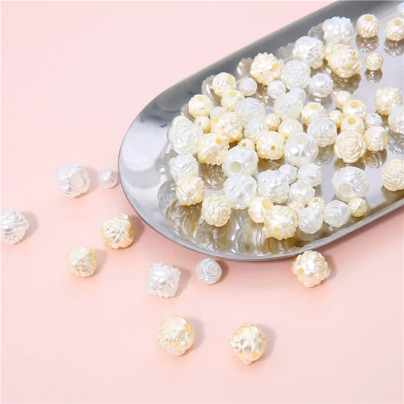 

6/8/10/12mm Garment Rose Beads Imitation Pearl Beads For Jewelry Making DIY Bracelet Earrings Accessories Supplies