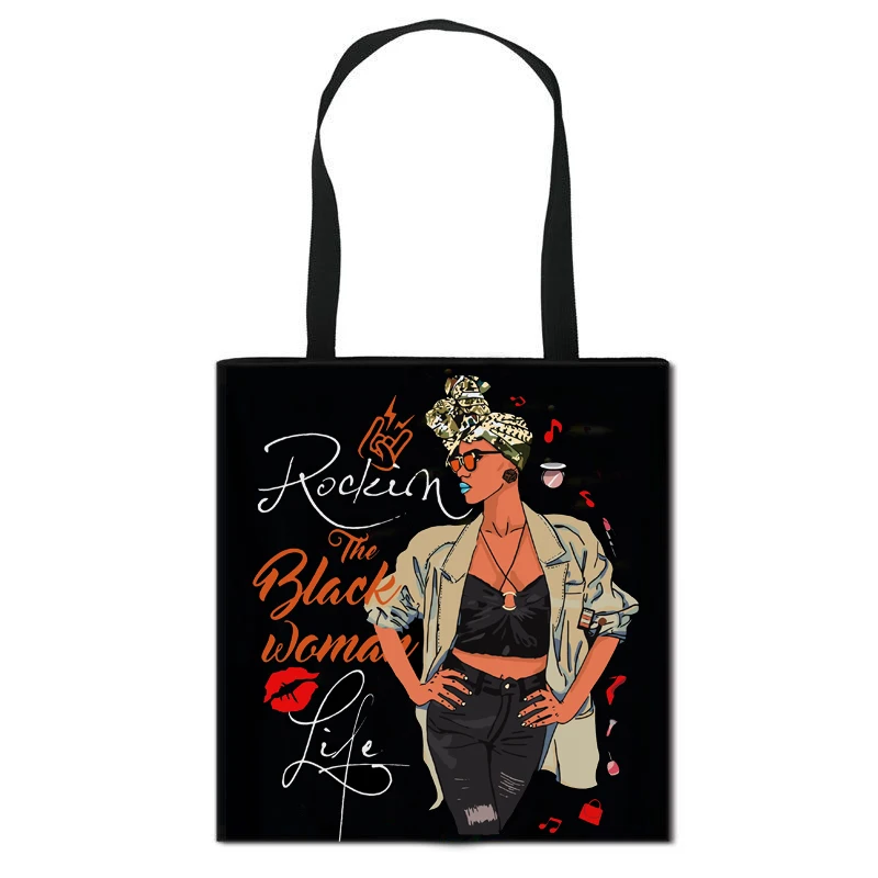 

Black Nurse Totes Afro Ladies Fashion Medical Nurse Handbag American Africa Girls Canvas Shoulder Bag Cute Shopping Bags