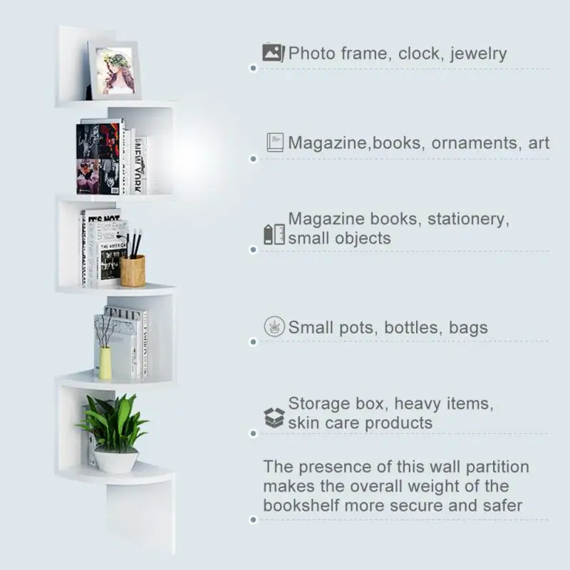 

Wall Mounted Bookcases storage Shelf living room Bathroom Corner Shelves Holder Decorative frame Kitchen Storage Rack HWC
