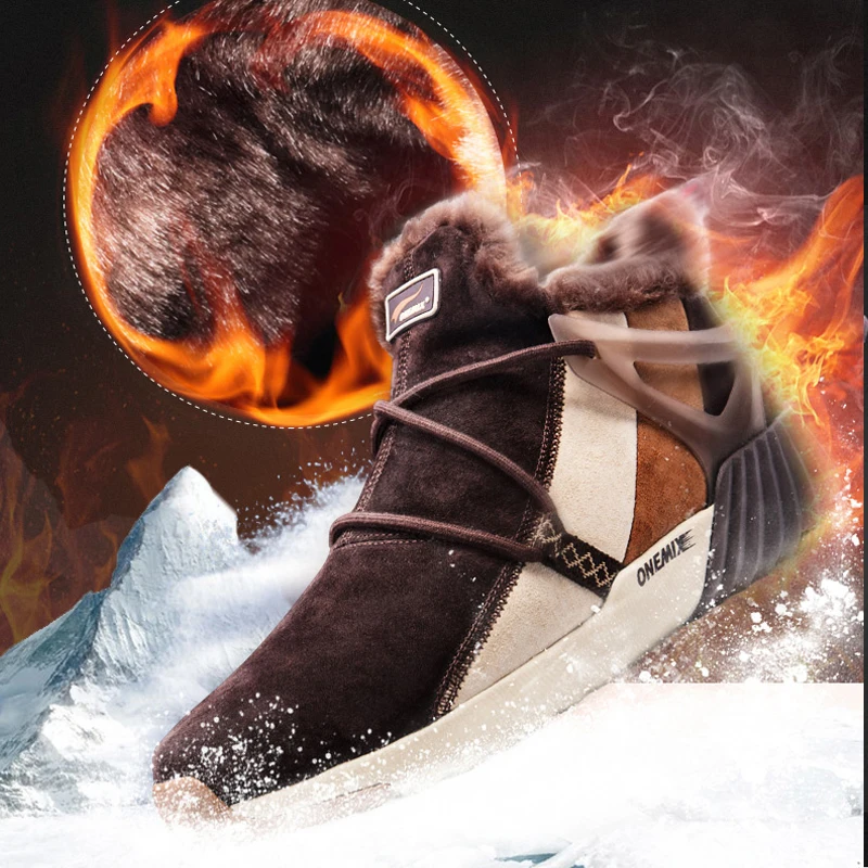 Мужские зимние меховые ботинки ONEMIX сохраняют тепло мужские кроссовки удобная