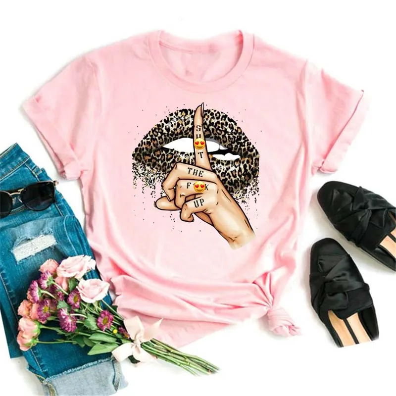 Новая футболка Maycaur женская модная красная с леопардовым принтом губ топы Милая