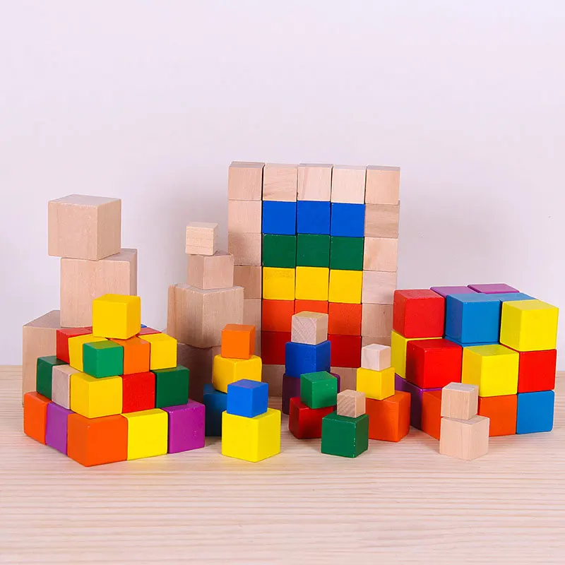 Cubos de madera de 10mm para ni&ntilde;os, piezas de ajedrez de dados coloridos, &aacute;ngulo recto para rompecabezas de fichas, juego de mesa, Educaci&oacute;n Temprana, 100 Uds.-1