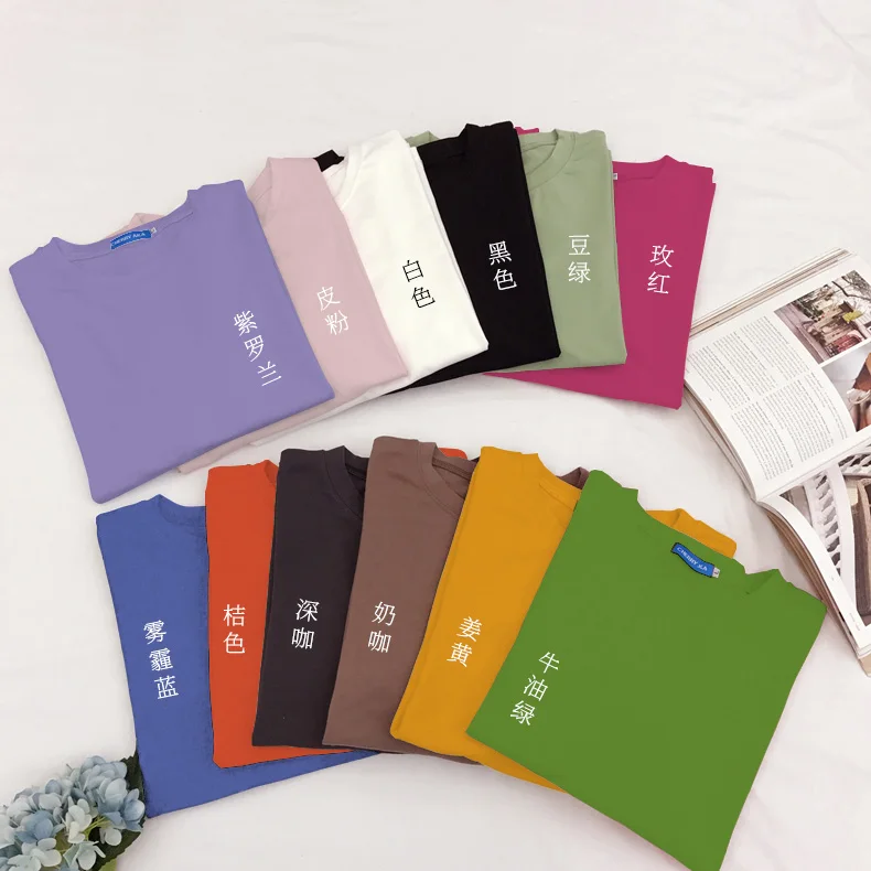 

Футболка женская короткая свободного покроя, универсальная белая, суперпопулярная однотонная в Интернете футболка с рукавом до локтя, крас...