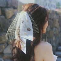 romantic wedding veils short bridal veil with comb new arrival 2020 wedding veil big bow with beading