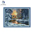Joy Sunday Вышивка крестом 11CT 14CT наборы для вышивки крестом для вышивки наборы закат снег Счетный крест