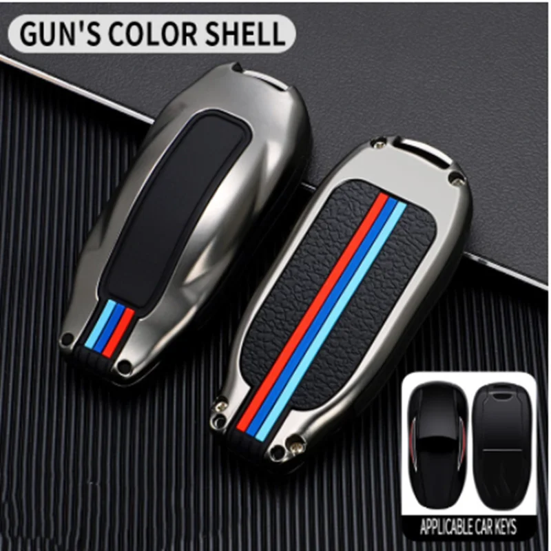 

Car Key Case Cover with Belt Aluminum Alloy Key Shell Storage Bag Protector for Tesla Model S Model 3 Model X Accessories