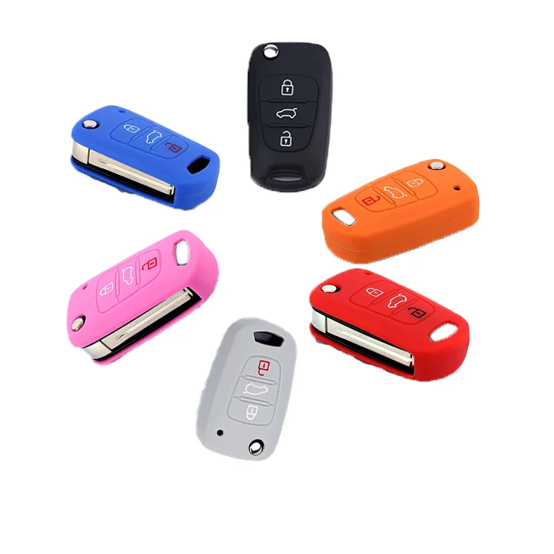 

For Kia Rio K2 K3 K5 Sportage Soul Optima Ceed Sorento Hyundai I20 I30 I35 Ix20 Ix35 Silicone Car 3 Buttons Key Cover Case Shell