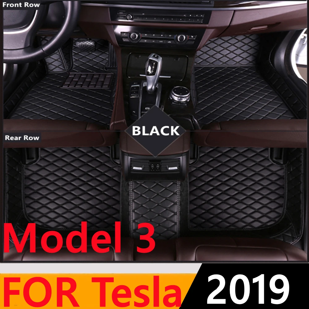 

Sinjayer Waterproof Leather Custom Fit Car Floor Mats Front & Rear FloorLiner Auto Parts Carpet Mat For Tesla Model 3 2019
