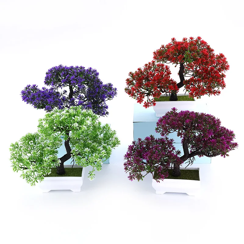 Искусственные зеленые растения бонсай моделирование пластиковый маленький