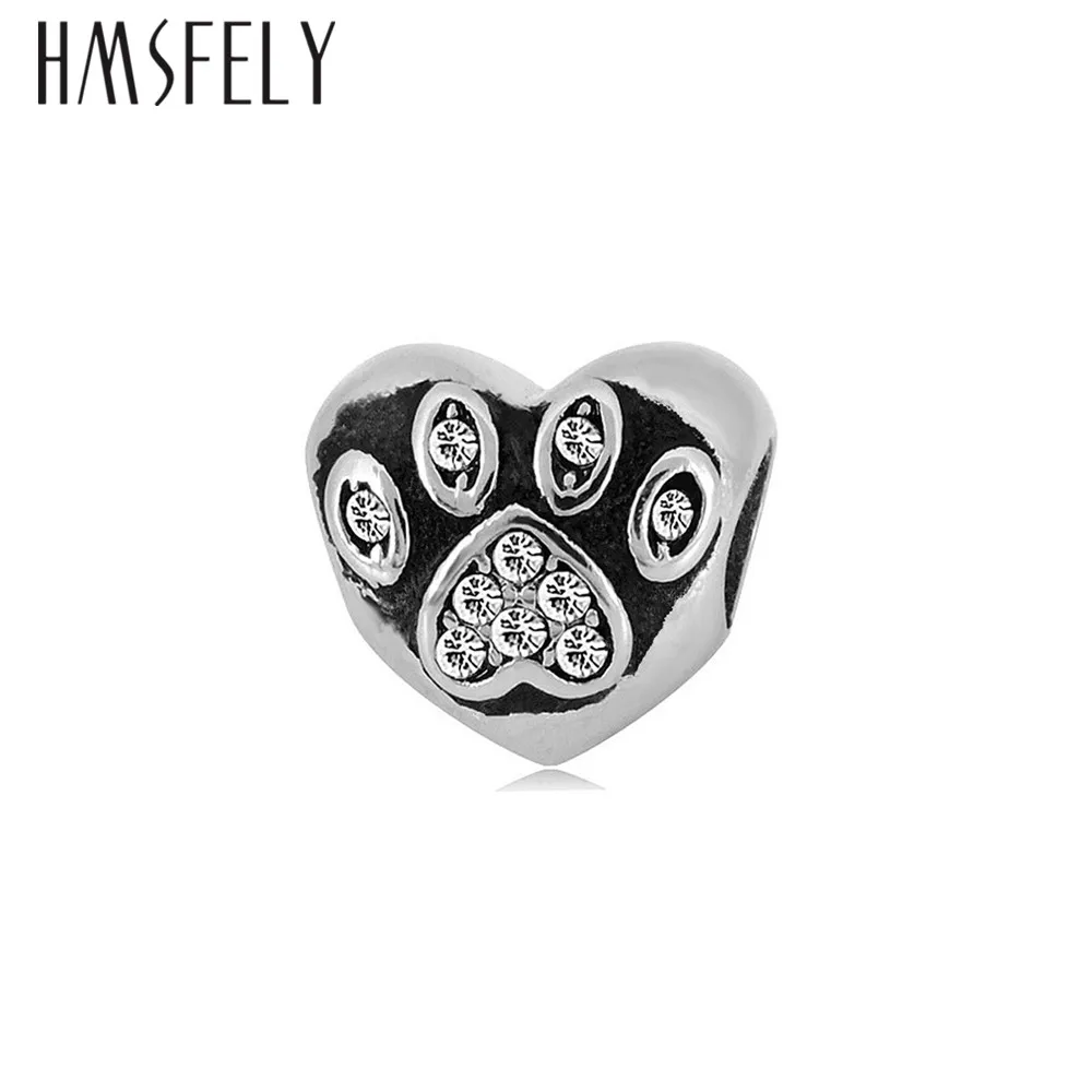 HMSFELY европейские шармы сердце бусины для DIY Шарм браслет ювелирные изделия