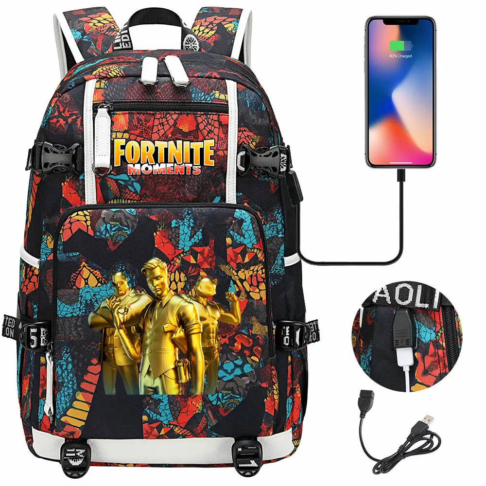 Школьные ранцы FORTNITE для мальчиков и девочек 20 дюймов Рюкзаки Сумка игр студентов