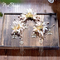niushuya chinese hanfu traditional classical tassel hairpin hair accessories elegant wedding flower headwear for women