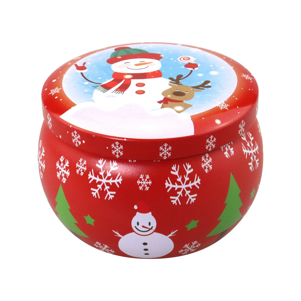 X20 Christmas Tinplate Candle Can 4oz Capacity Food Grade Tin Box Drum Shaped Gift Metal Candy Biscuit Iron Storage | Дом и сад