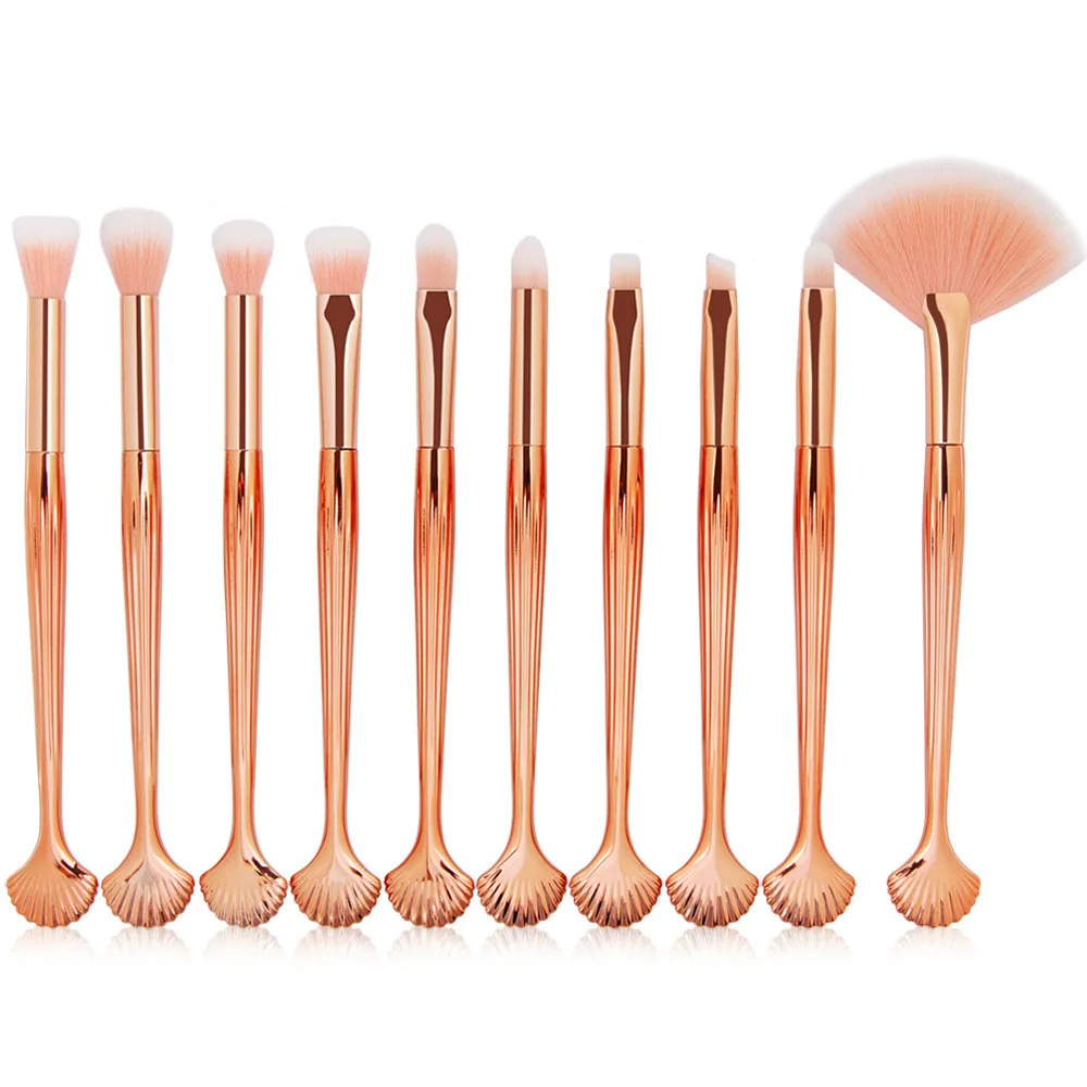 

10pcs/set Brush Set New Shell Makeup Makeup Foundation Powder Cosmetics Blush Eyeshadow Women Beauty Glitter Make Up Brush Tool