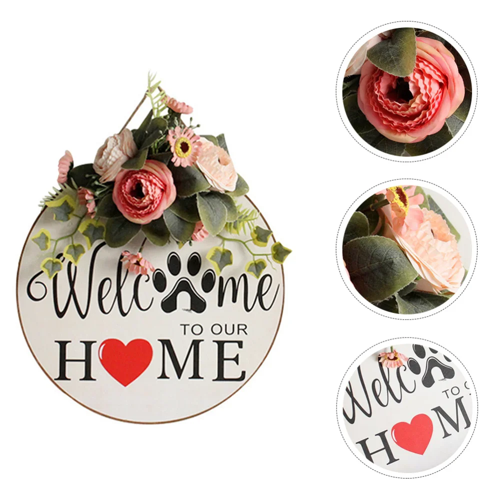 

1Pc Decorative Door Hanging Sign Wood Double-side Door Hanger (Colorful)