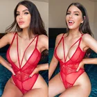 Женское сексуальное нижнее белье, размера плюс, прозрачное кружевное сексуальное платье, Эротическое нижнее белье с лямкой на шее, сексуальные костюмы