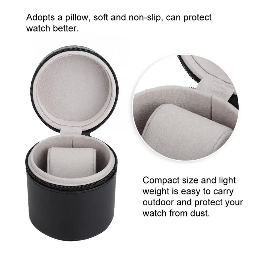Portable PU Leather Round Single Grid Watch Storage Box Container Wristwatch Organizer Case Holder Display | Наручные часы