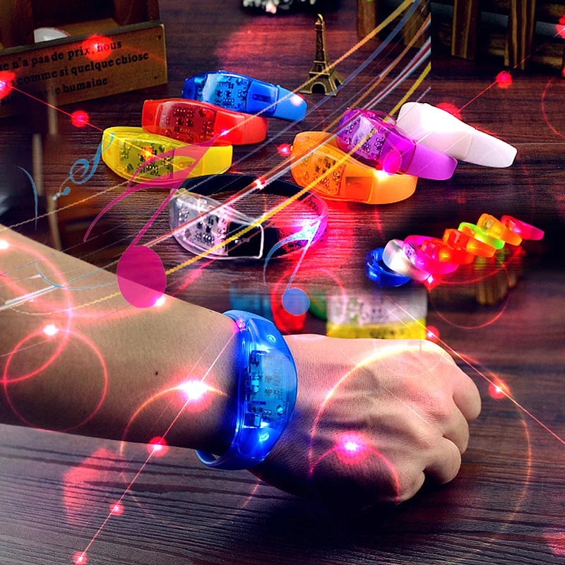 

Nightclub Luminous LED bracelet Sound vibration luminescence Silicone Bracelet Birthday Party Luminous Bracelet LBShipping
