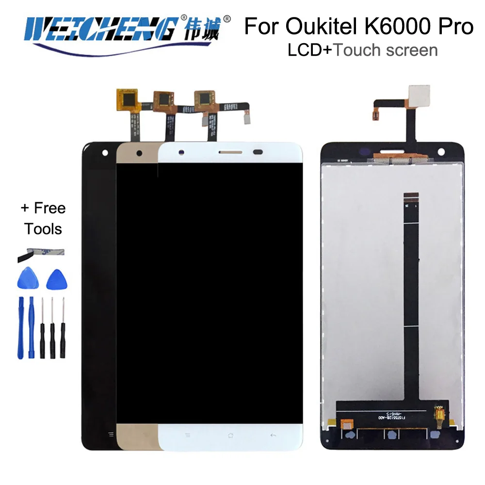 ЖК дисплей 5 дюйма для Oukitel K6000 Plus сенсорная панель дигитайзер в сборе запасные