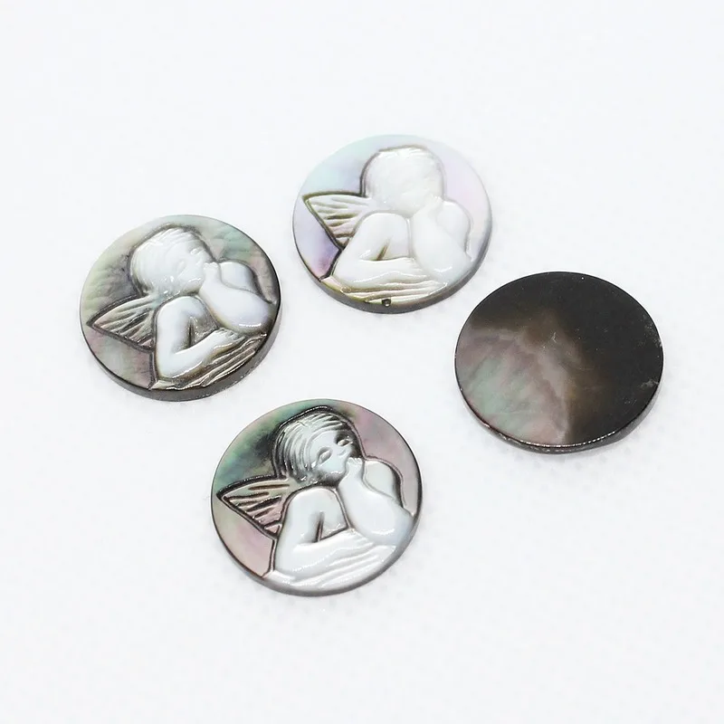 

5pc/bag Natural Shell Beaded Single-sided Carved Round Angel Shape Used For Handmade Jewelry DIY Pendant Jewelry Accessories