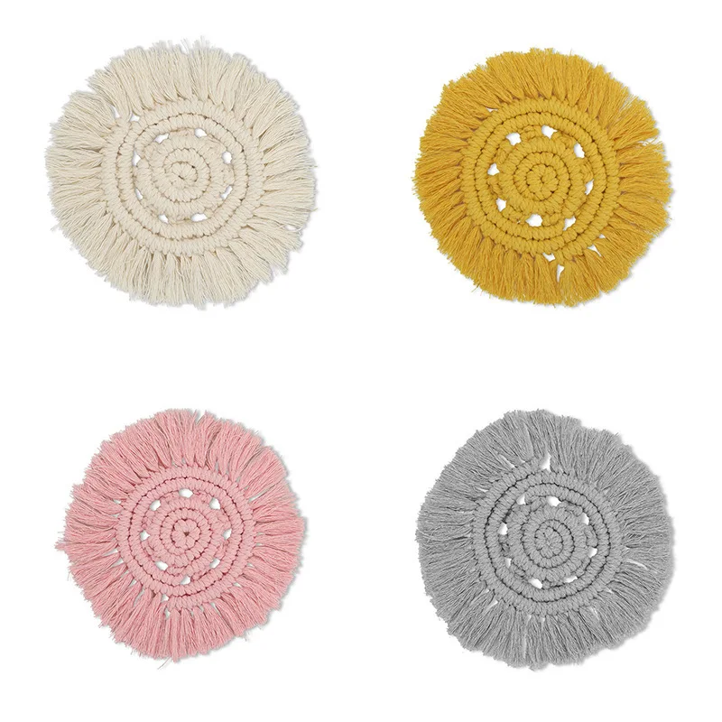 

Декоративная подставка для обеденного стола, круглая подставка для кофе ручной работы, однотонная