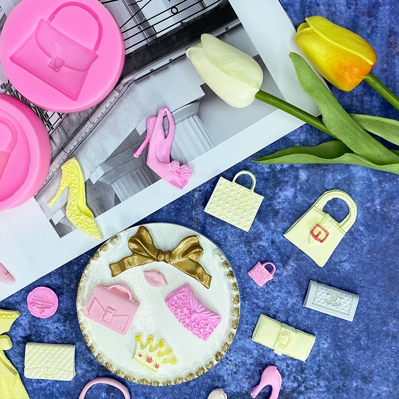 Женские аксессуары силиконовая форма на высоком каблуке с логотипом сумки для