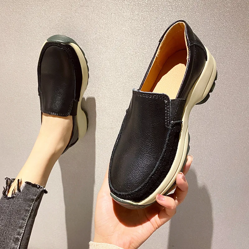 

Large size women's shoes 2021 fashion new casual shoes lazy Lofo shoe slope heel rocking shoes muffin thick-soled mother shoes