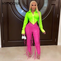 sexy white womens waist shape long sleeve short shirts chic fluorescent green single breasted turn down collar cropped blouses