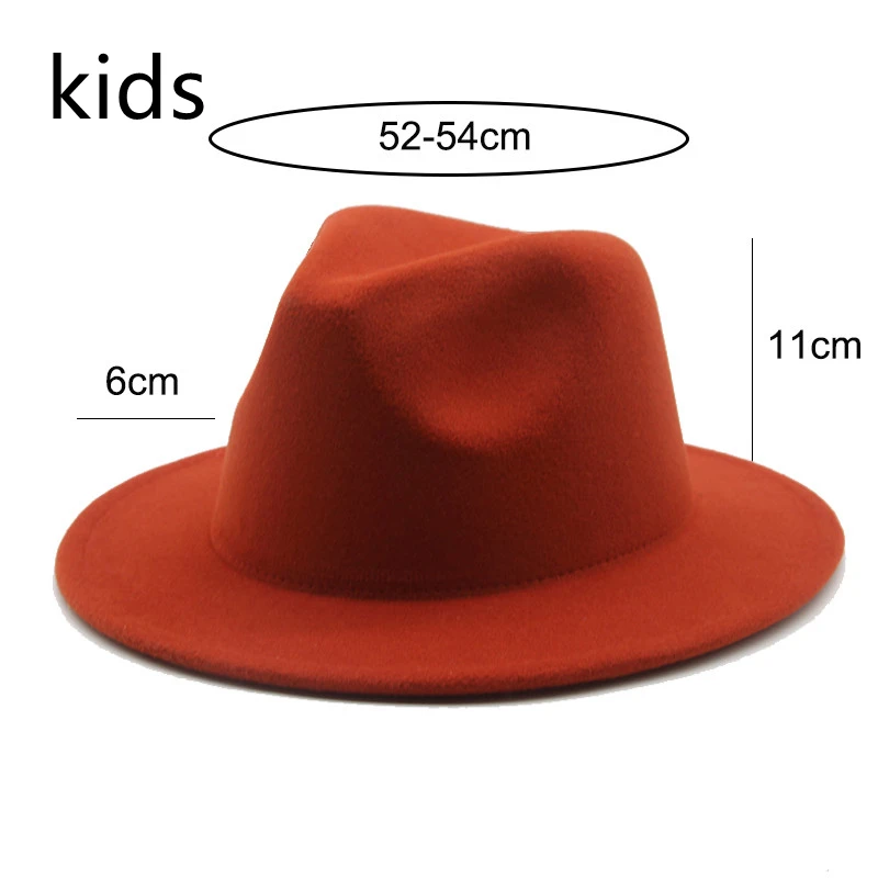 Фетровая шляпа 52 см 54 для маленьких детей однотонная Классическая белая черная