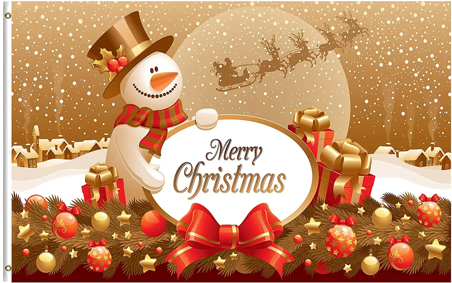 

Snowman Merry Christmas Winter Snow Gift 3x5T Flag Holiday New Year Santa Claus Deer Moon Flag for Outdoor Indoor Decor