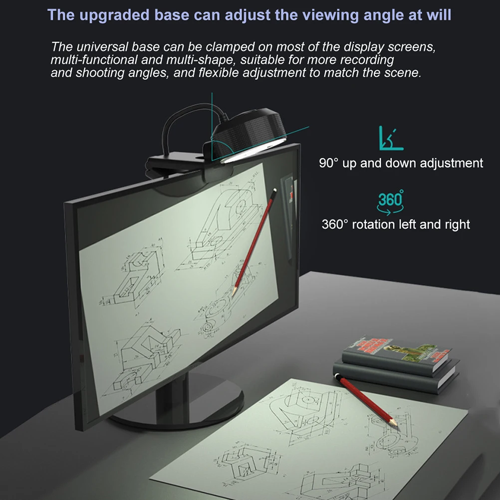 

1080P 60FPS USB Webcam with Ring Light, Privacy Cover, 2-Way Microphone, Auto-Focus,Full HD Streaming Computer Web Camera