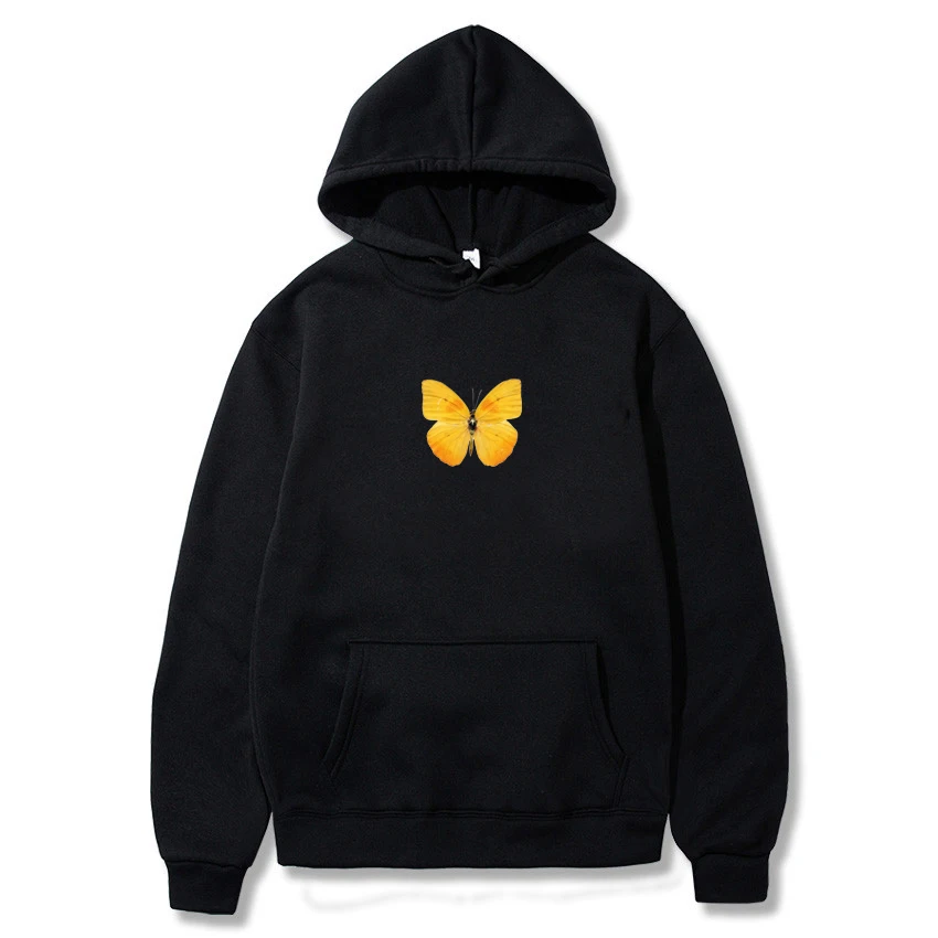 

100% хлопковые женские толстовки с принтом бабочек, толстовка в стиле Харадзюку для женщин, Мужская толстовка большого размера, одежда для де...