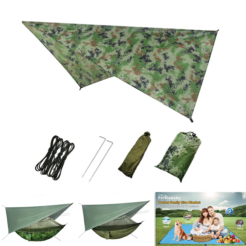 

Portable Camping Hammock With Mosquito Net Outdoor Hammocks Survival Garden 210T Nylon Hanging Bed Hunting Sleeping Swing Tent