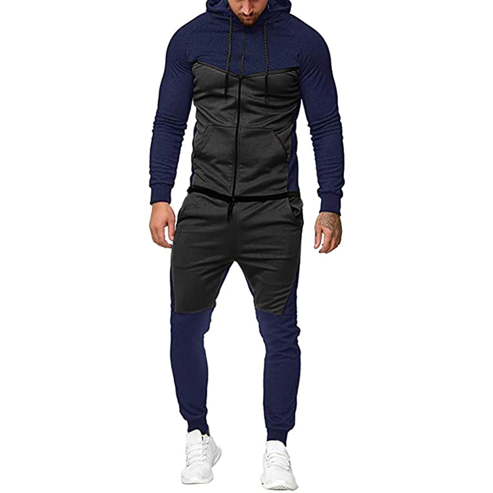 Мужской спортивный костюм с капюшоном и длинным рукавом 4 цвета | Мужская одежда
