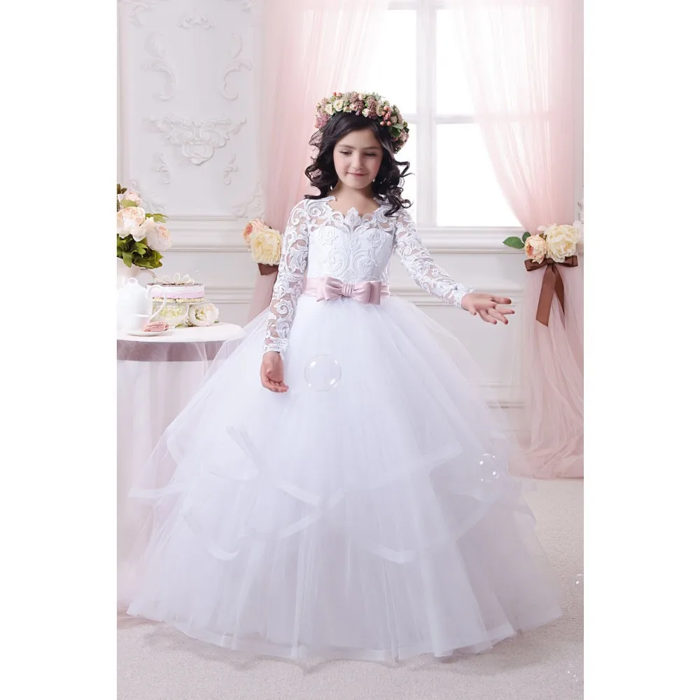 

Princess tulle Lace A Line Flower Girl Dresses for Wedding First Communion Dresses Wedding Party Dress Runway Show Pageant