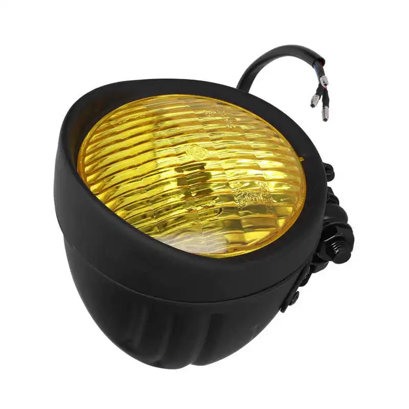 

auto lamp Car Accessories 5in 12V Motorcycle Headlight Round Yellow Lens Black Housing Universal for Retro Motorbikes lamps