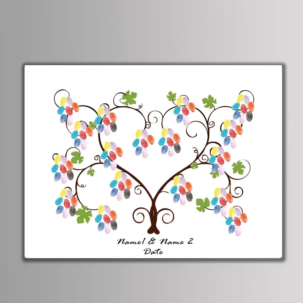 

Personalize Wedding Guestbook Creative Fingerprint Signature DIY Custom Name Date DIY Guest Book Valentine Anniversary Gift